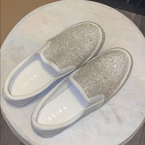 Blinged Out, leather Slip-On Sneakers